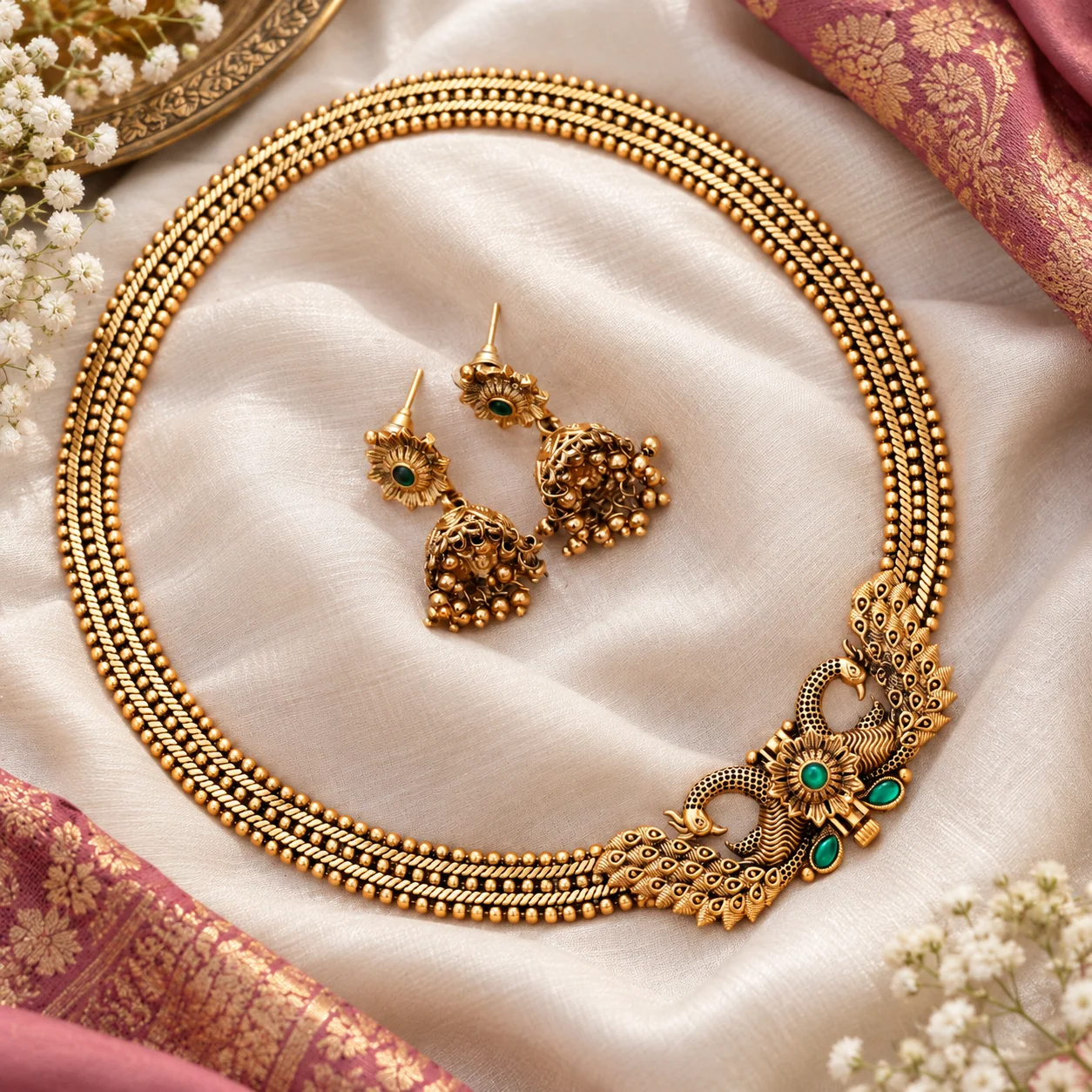 Elegant Short Gold Choker Necklace Set